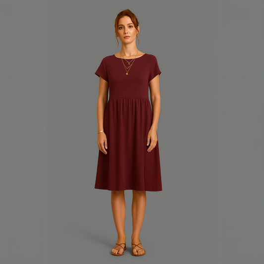 Women Short Sleeve Casual Dress | Relaxed Fit