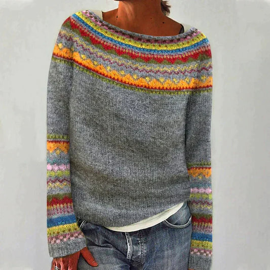 Ladies Patterned Sweater | Round Neckline