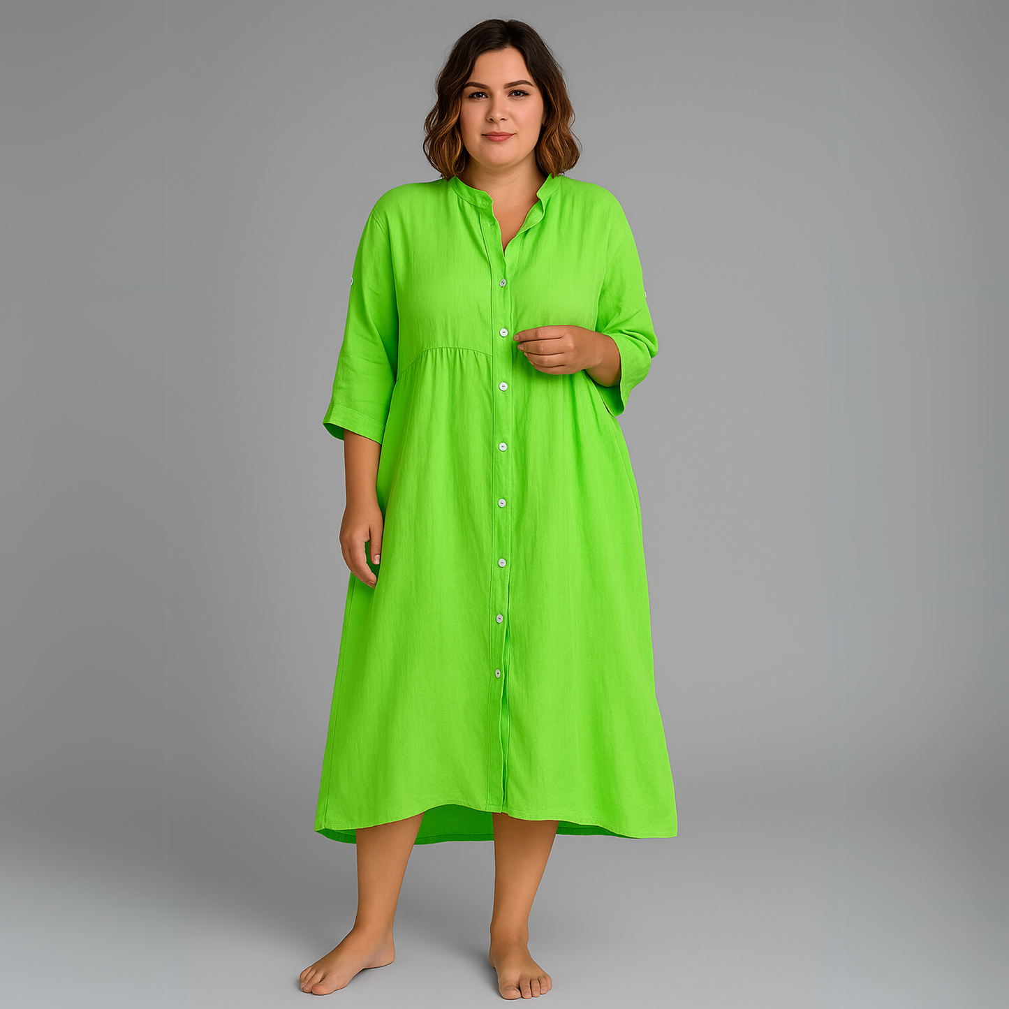 Women Buttoned Midi Dress | Flowing Silhouette