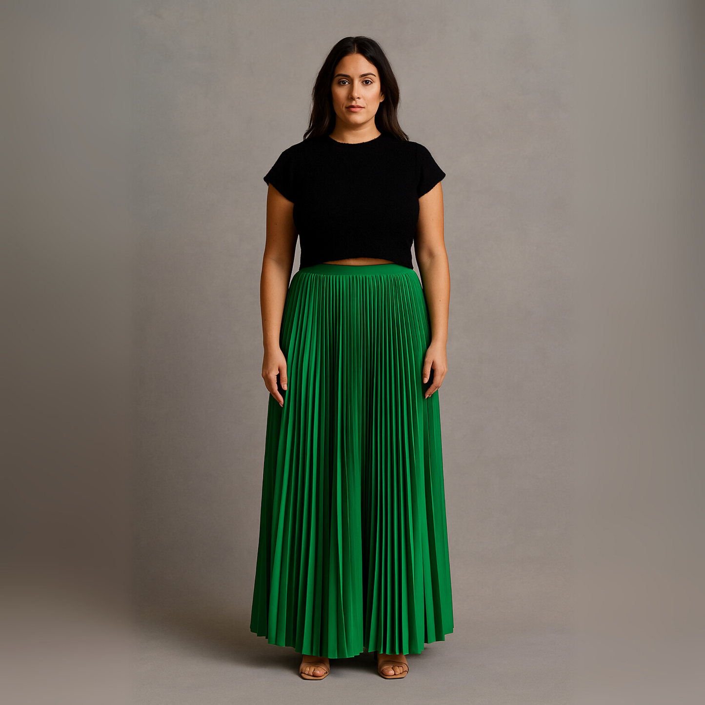 Women Pleated Maxi Skirt | Flowing High Waist
