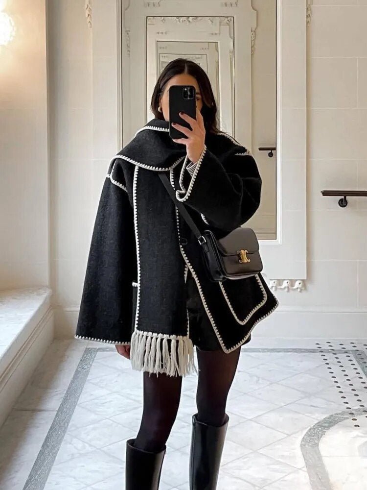 Ladies Cape Coat | With Scarf