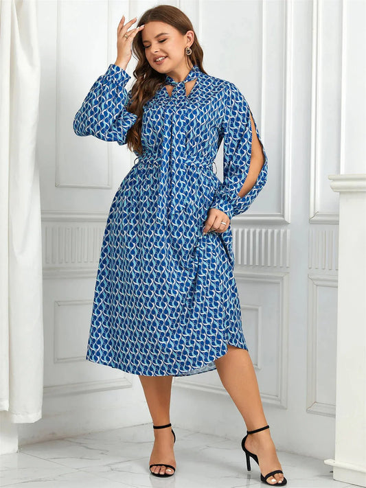 Elowen | Women Printed Mididress | Belted Neckline
