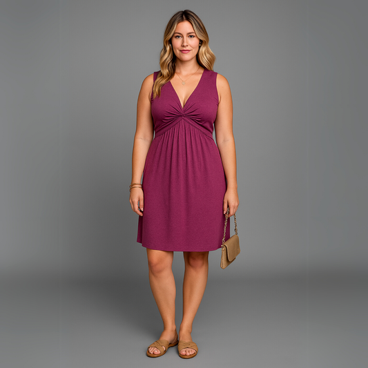 Women Sleeveless Summer Dress | V Neck Casual