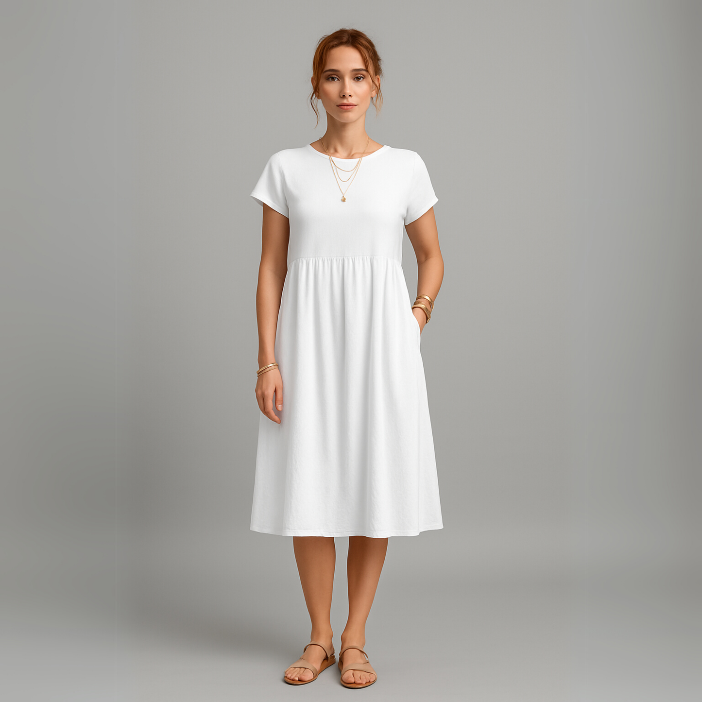 Women Short Sleeve Casual Dress | Relaxed Fit